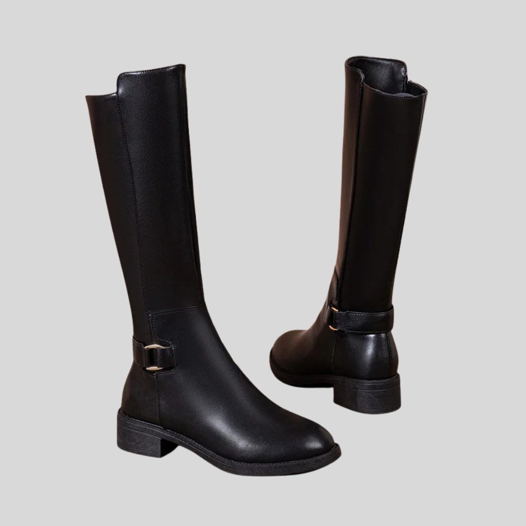 Elizabeth | Women's Knee-High Leather Boots with Buckle