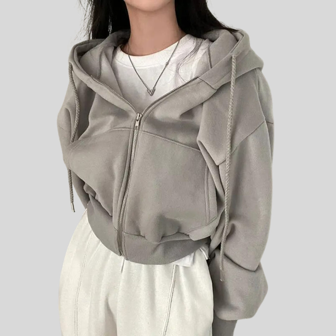 Clara | Women’s Winter Cropped Zip-Up Hoodie