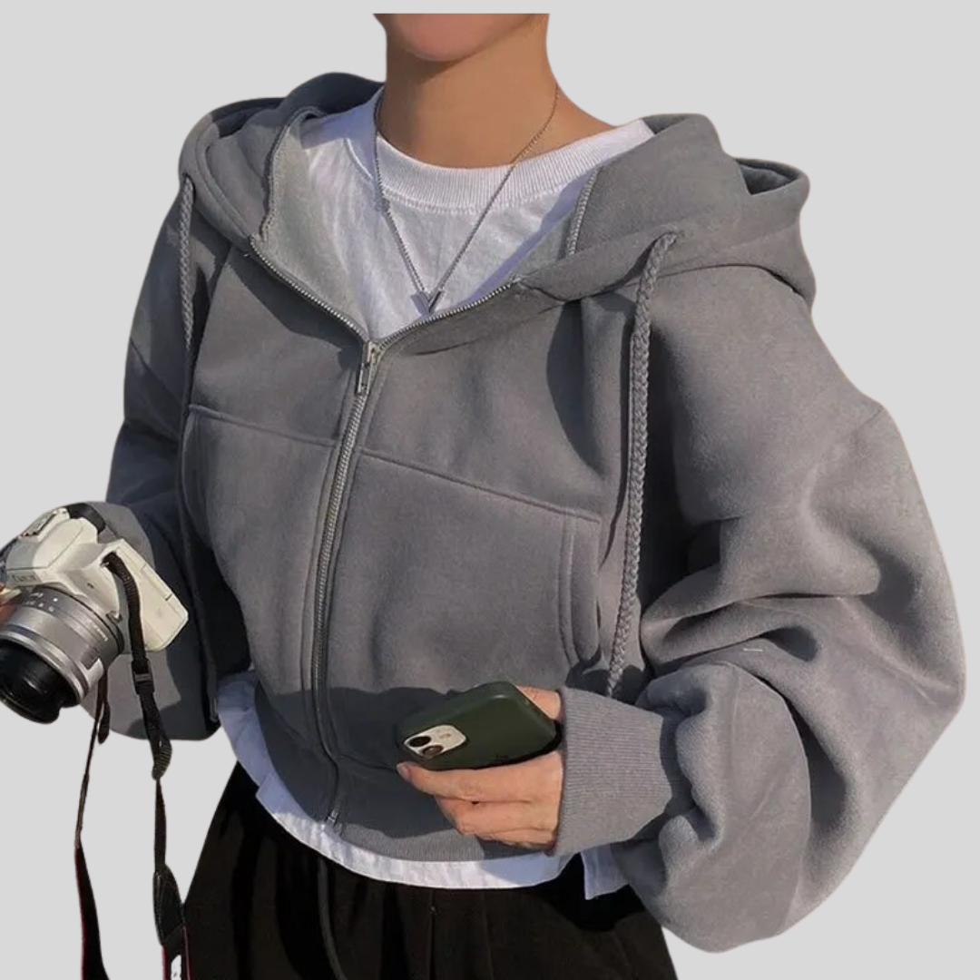 Clara | Women’s Winter Cropped Zip-Up Hoodie