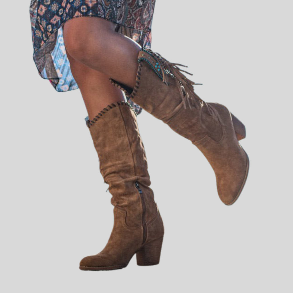 Blair | Women’s Fringe Boots with Wooden Heel