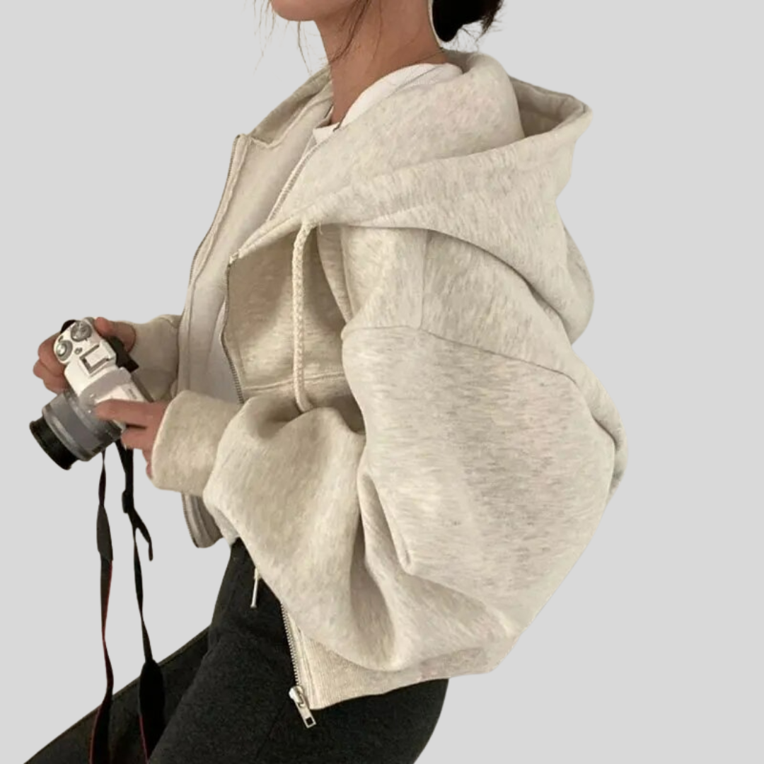 Clara | Women’s Winter Cropped Zip-Up Hoodie