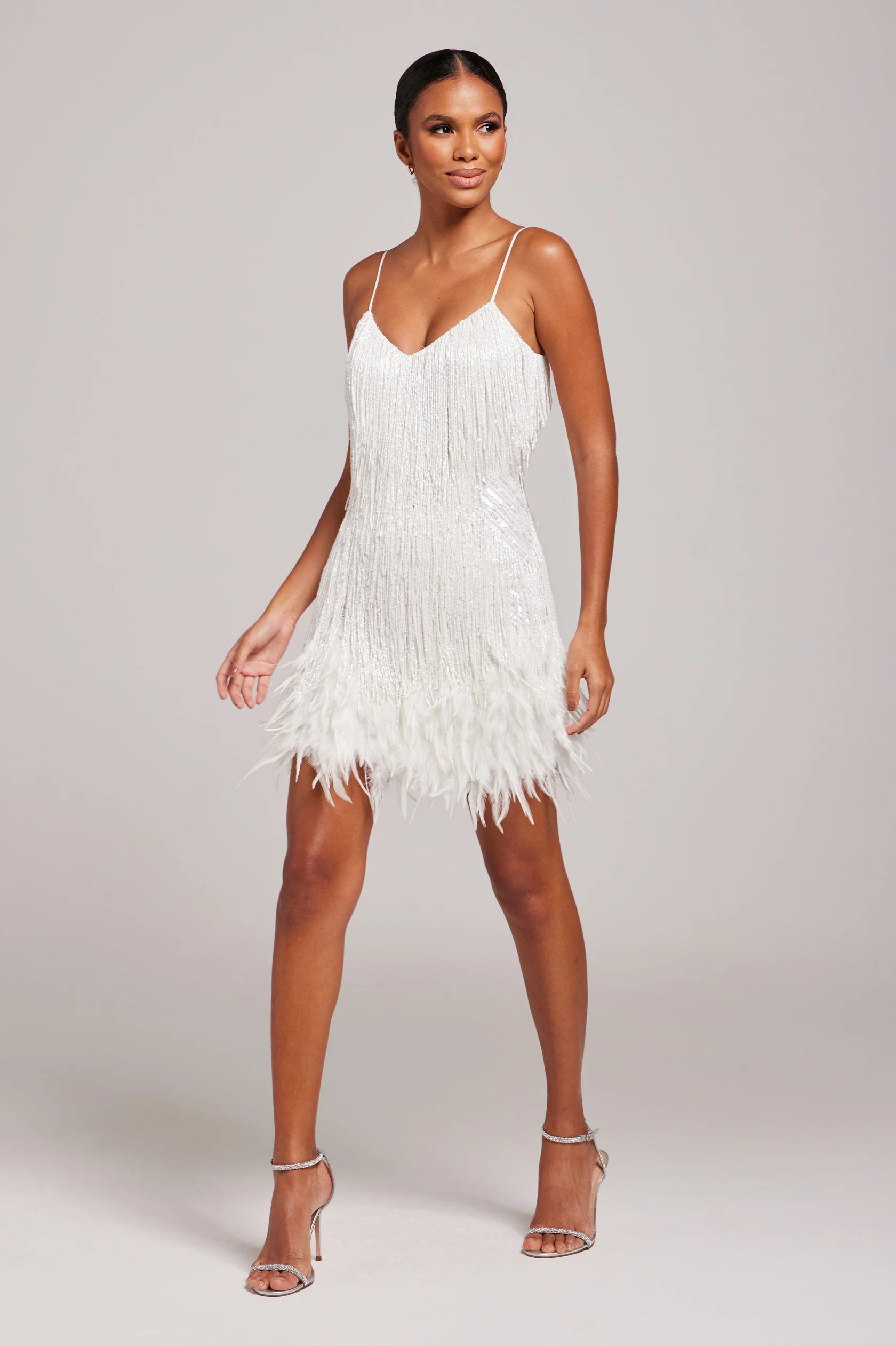 Ashley | Women’s Cocktail Dress with Fringe Feathers