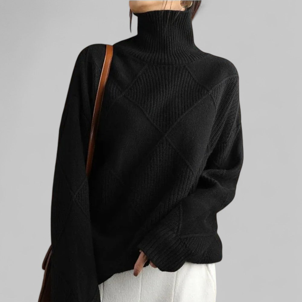 Samantha | Women’s Winter Oversized Patterned Turtlenecks Sweater