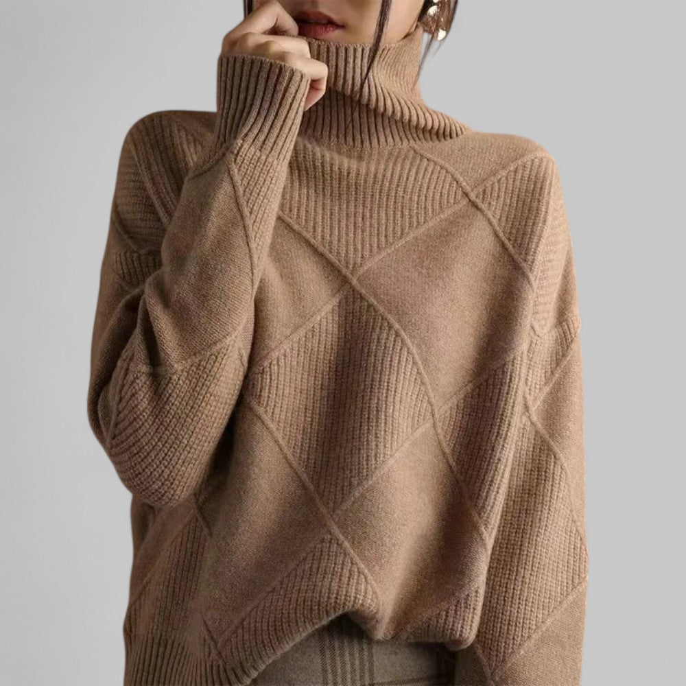 Samantha | Women’s Winter Oversized Patterned Turtlenecks Sweater