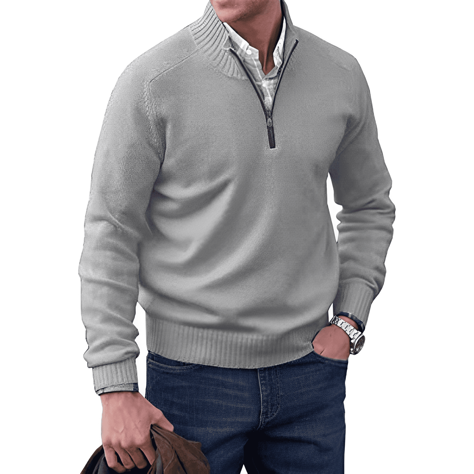 Nathan | Men’s Knitted Half-Zip Pullover Jumper