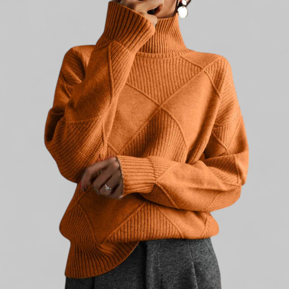 Samantha | Women’s Winter Oversized Patterned Turtlenecks Sweater