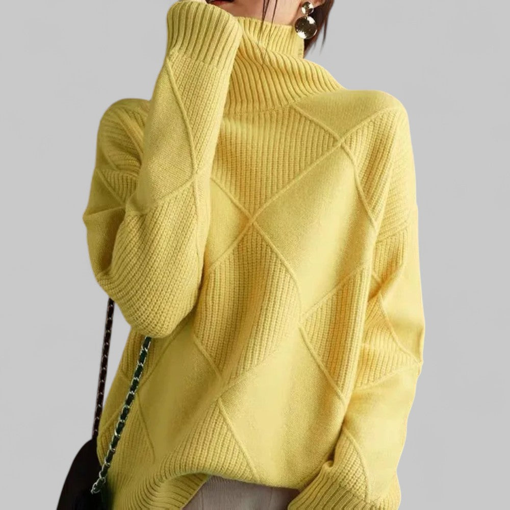 Samantha | Women’s Winter Oversized Patterned Turtlenecks Sweater